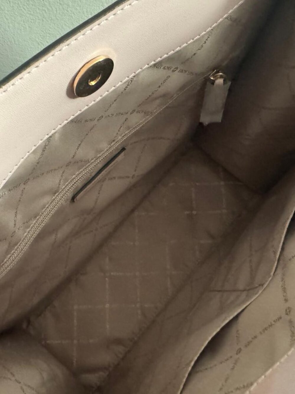 Michael Kors Kenly Large Tote MK Logo Signature PVC Bag Powder Blush Pink Brown - Picture 8 of 10